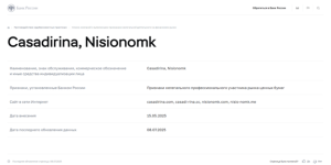 Черный список ЦБ РФ Nisionomk